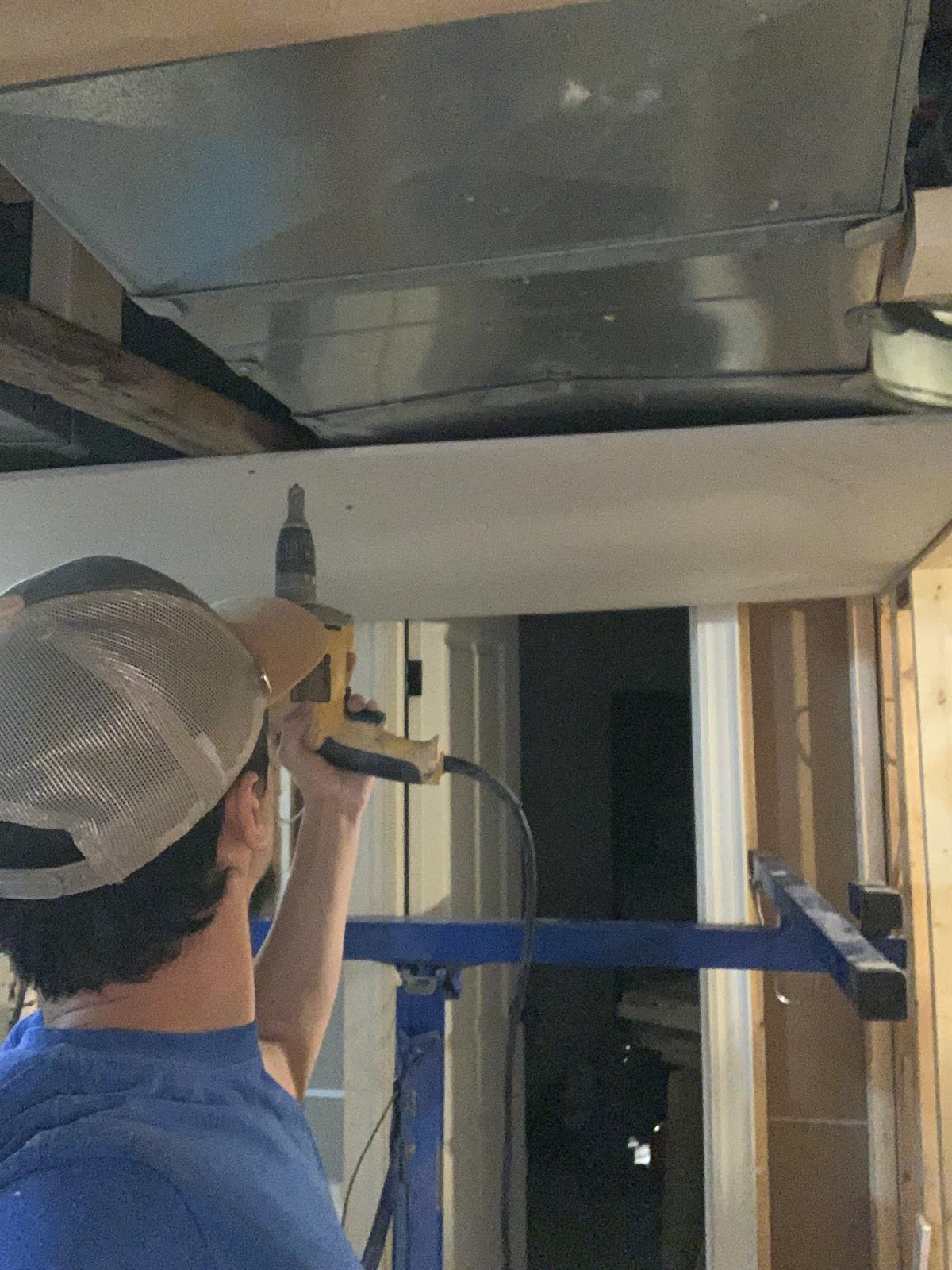 Wall boarding, structural detailing, and prep work behind the scenes of a bathroom renovation